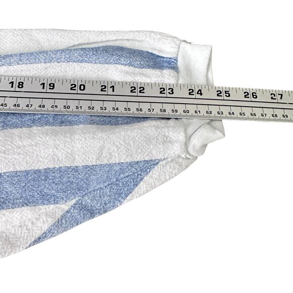 Vintage Active Culture Mix Shirt Men's Large Blue White Striped Cotton Hoodie - Picture 7 of 8